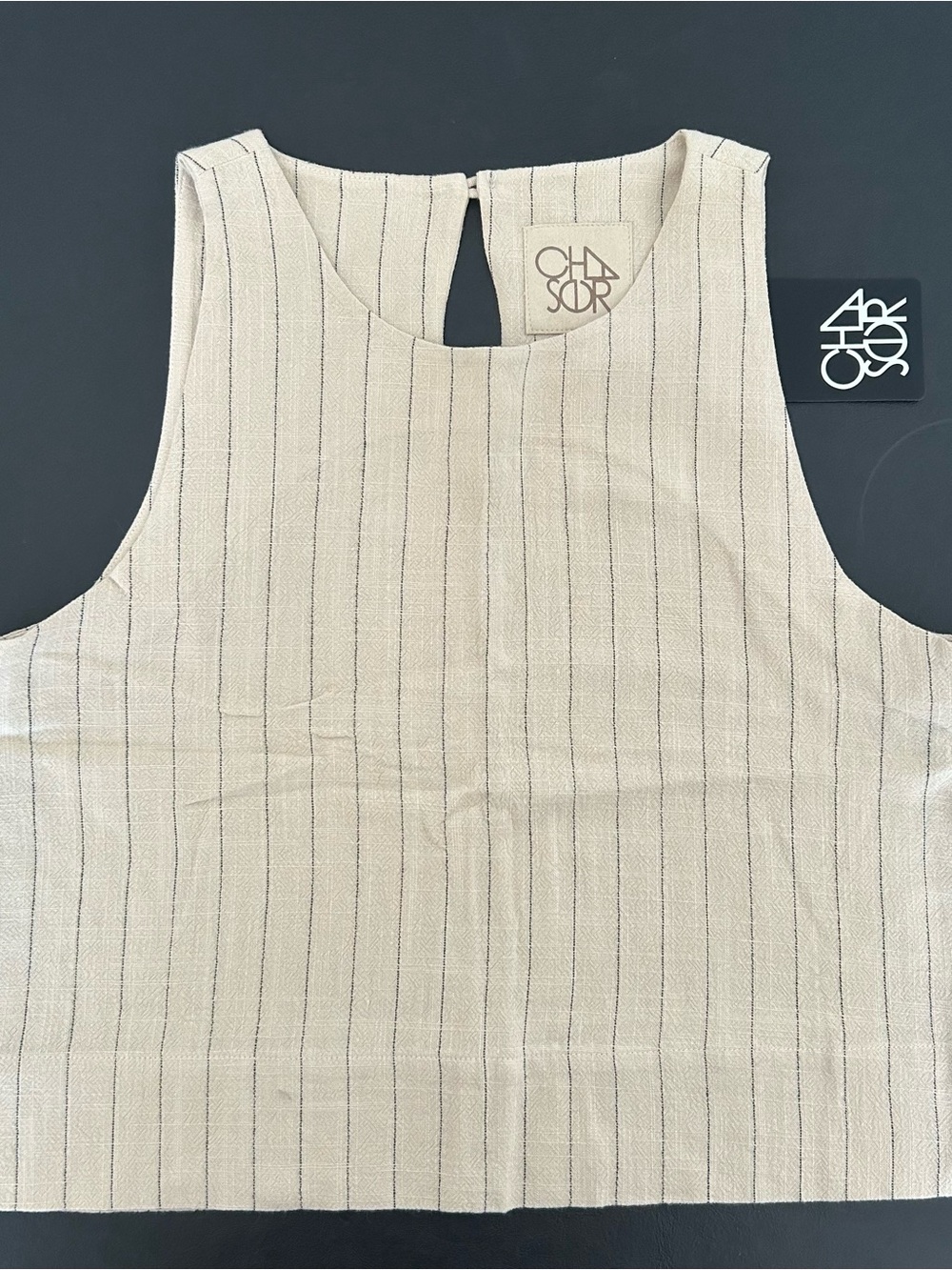 Chaser Cream Pinstripe Sleeveless Tank Top
